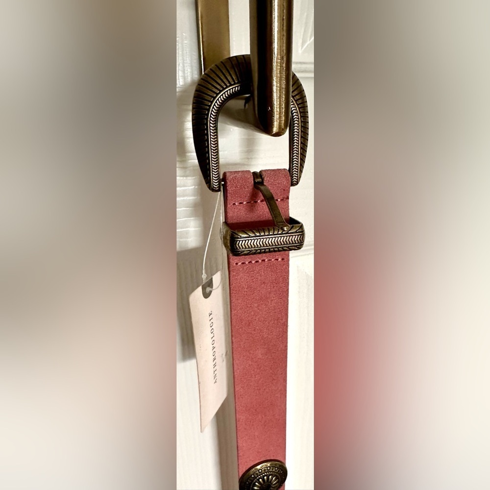 Nwt Linea Pelle Suede Western Belt Pink Antique Coin Studded Rare Boho Luxes — image 7 of 8